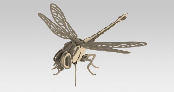 Ein goldfarbener Drachenfly mit detaillierten Flügeln und Körper.